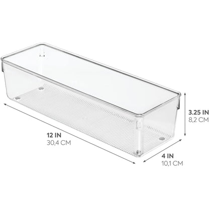 Interdesign - Clear Long Plastic Drawer Organizer for Bathroom, Kitchen, Office