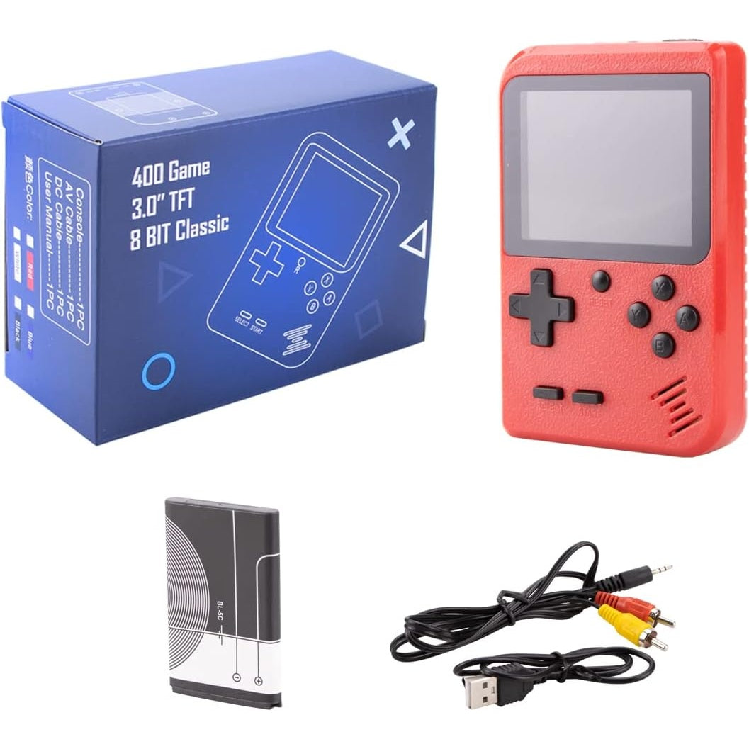 Rock Tech - Mini Handheld Game Console With 400 Retro Games, Rechargeable Battery, 2.8" Screen (Red)