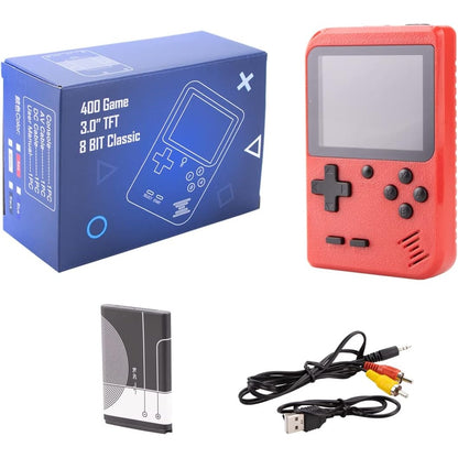 Rock Tech - Mini Handheld Game Console With 400 Retro Games, Rechargeable Battery, 2.8" Screen (Red)