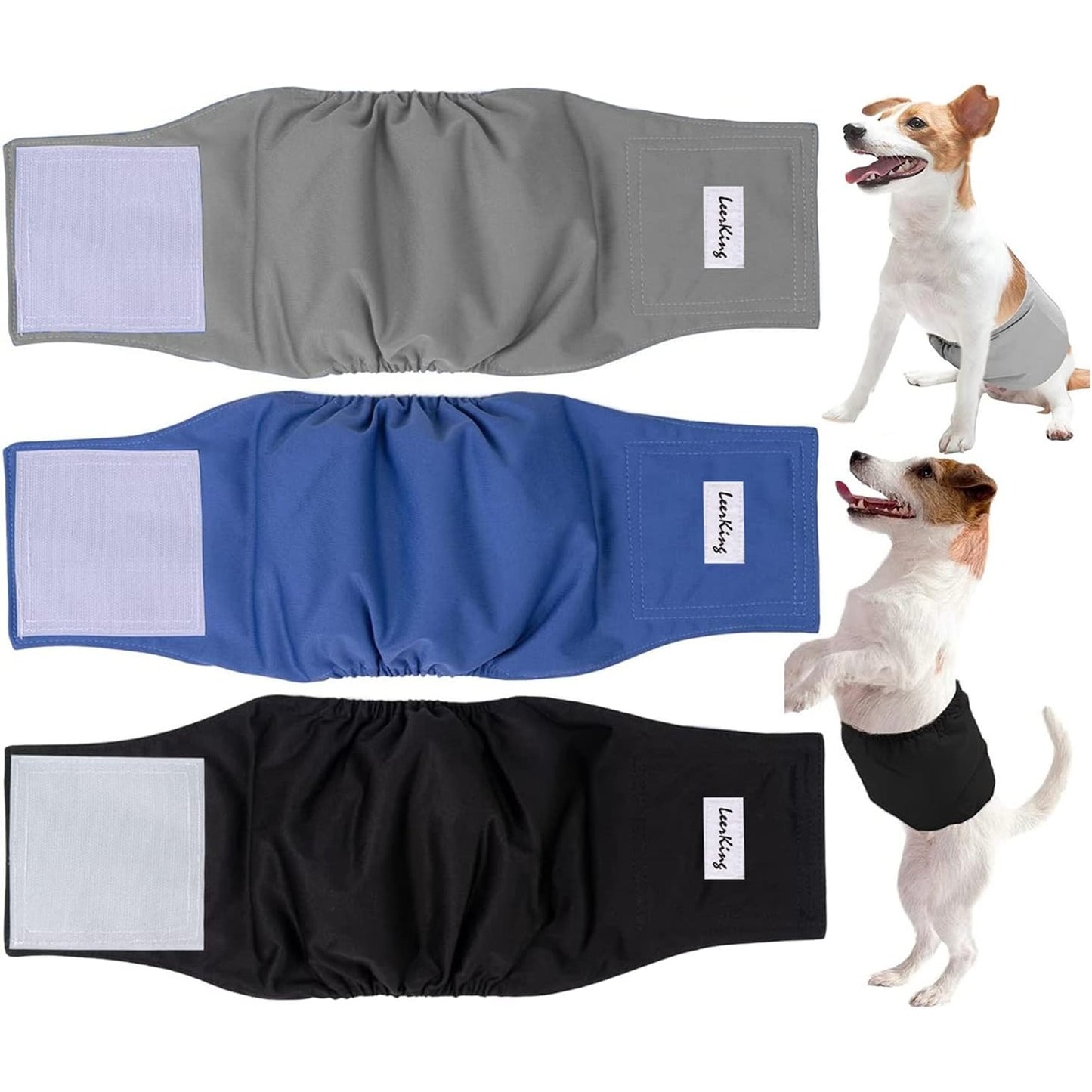 Leerking - Reusable Male Dog Belly Bands 3 Pack