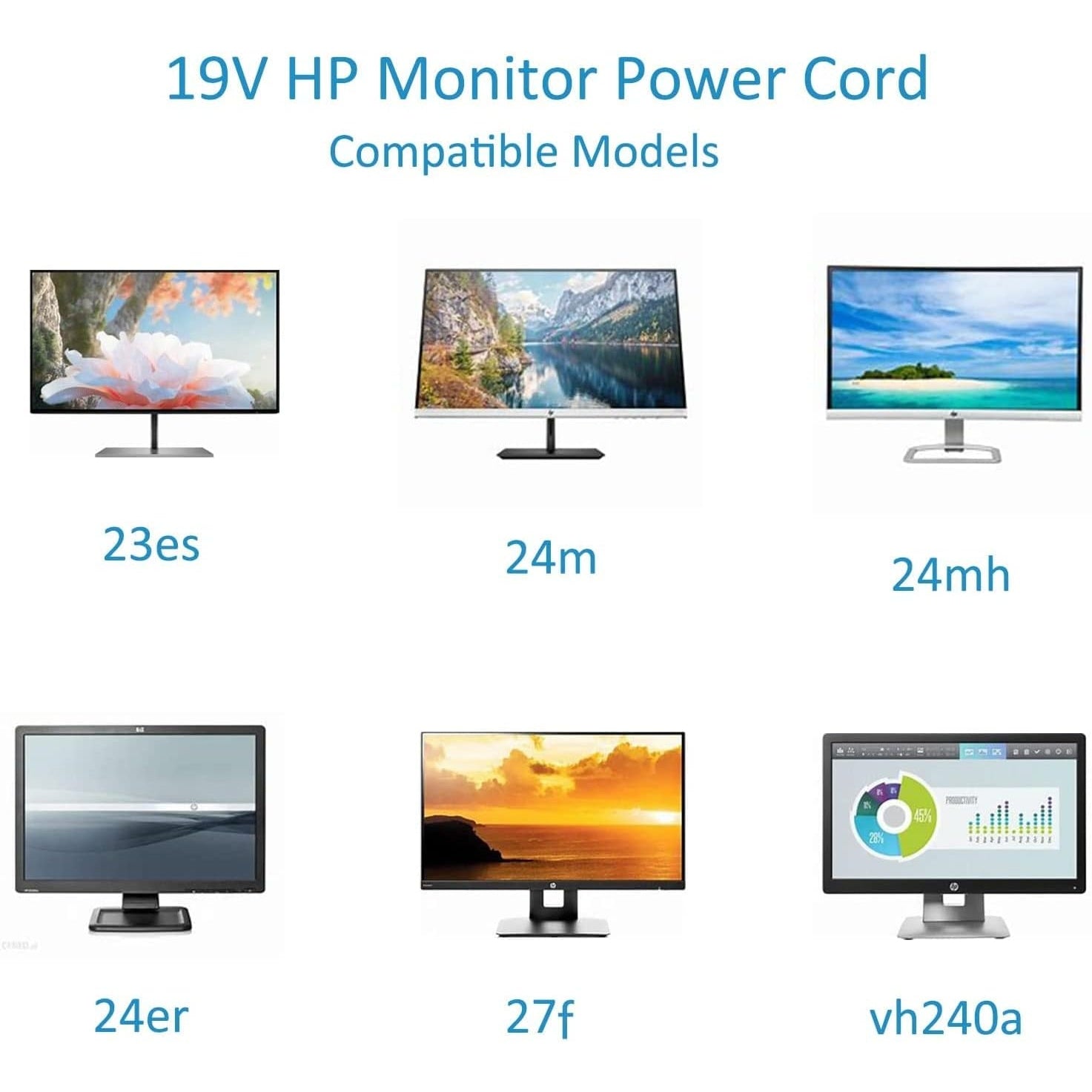 Hky - 19V 65W Power Supply Charger for HP Monitors