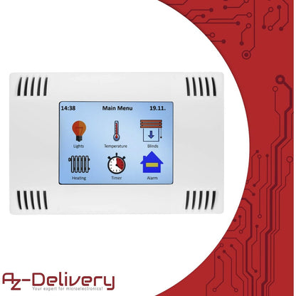 Azdelivery - Az-Touch Mod Diy Smart Home Kit: 2.8 Inch Tft Lcd Touchscreen Module, Wall-Mount Casing, Esp8266/Esp32 Compatible