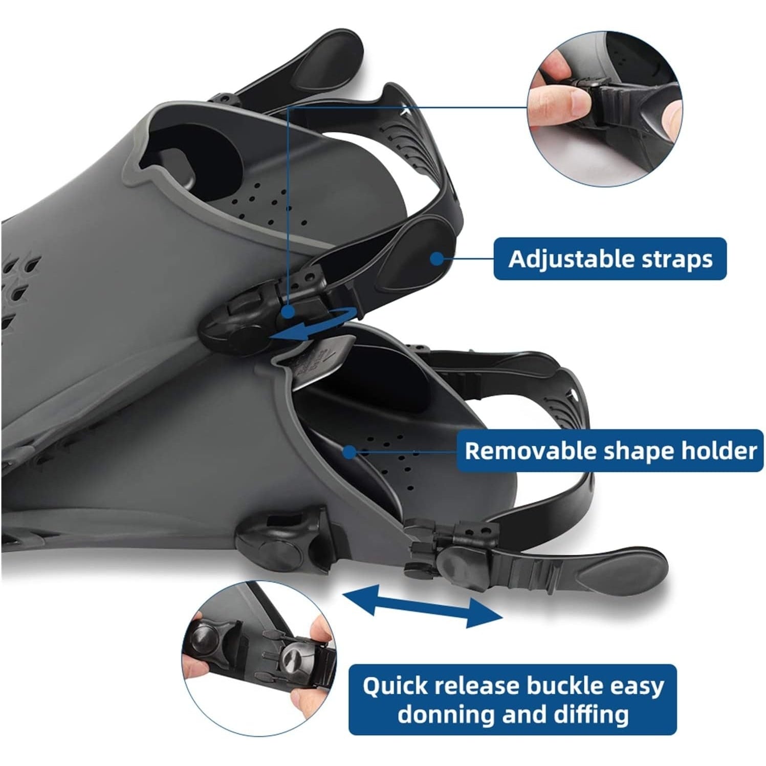 Otenc - Adjustable Short Swim Fins for Adult Snorkeling and Diving