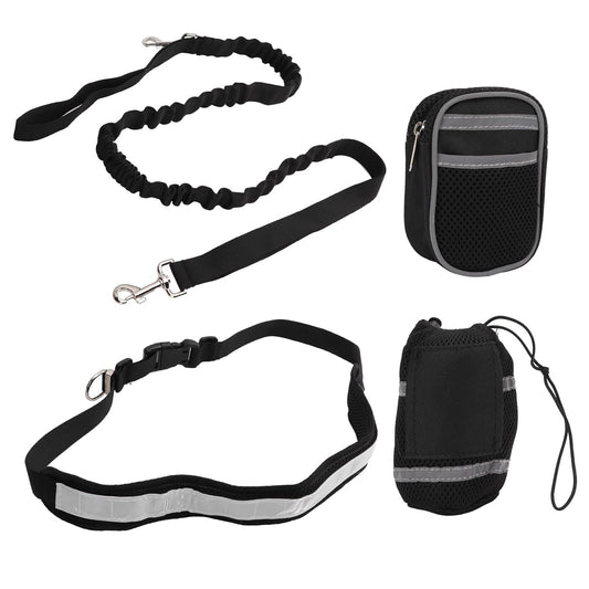 Sutinna - Hands Free Running Dog Leash Bag, Reflective Waist Pack For Hiking & Walking