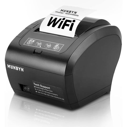 Munbyn - Wifi Thermal Receipt Printer With Usb/Lan/Rs232, 80Mm Pos, Auto-Cutter