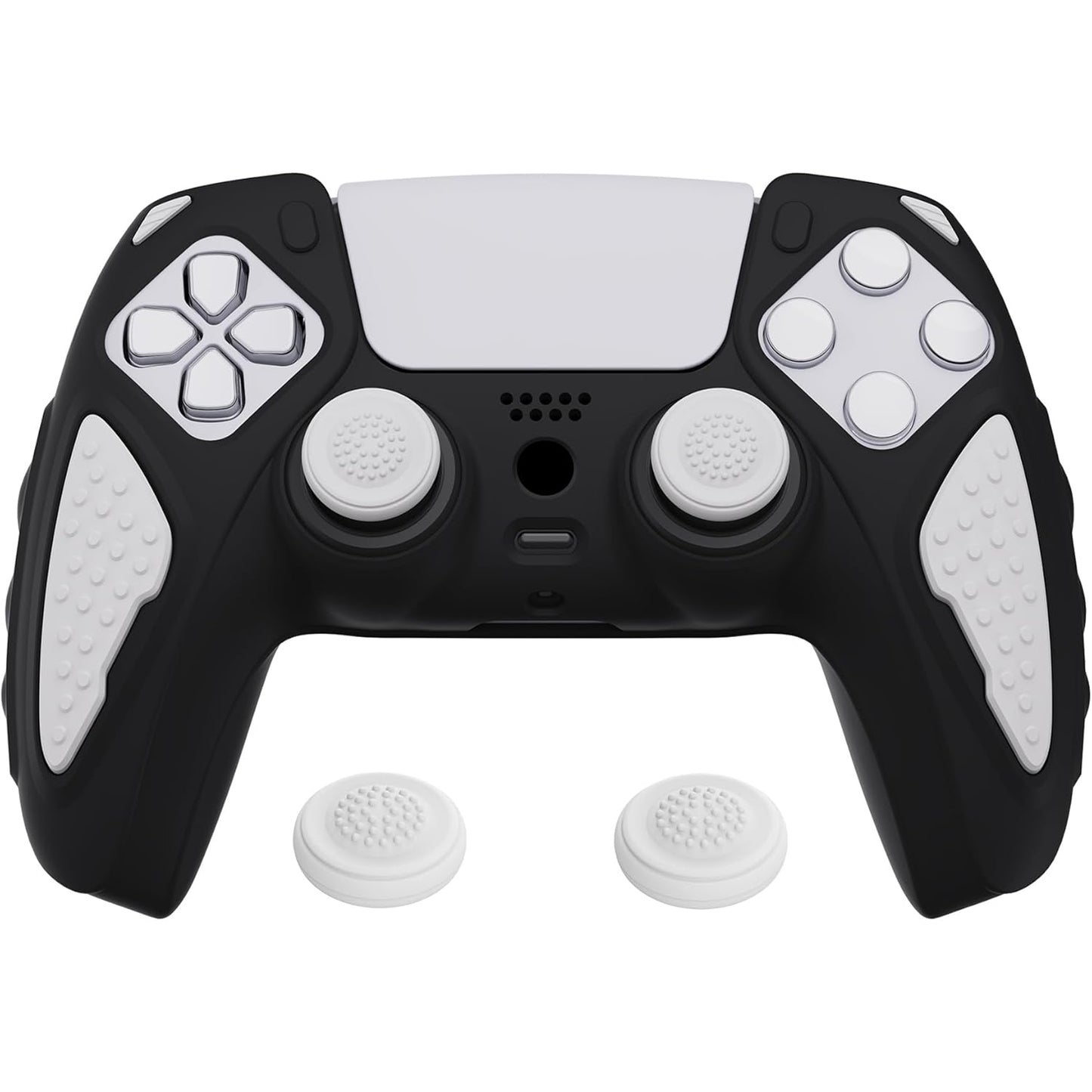 Playvital - Knight Edition Black & White Anti-Slip Silicone Cover For PS5 Controller