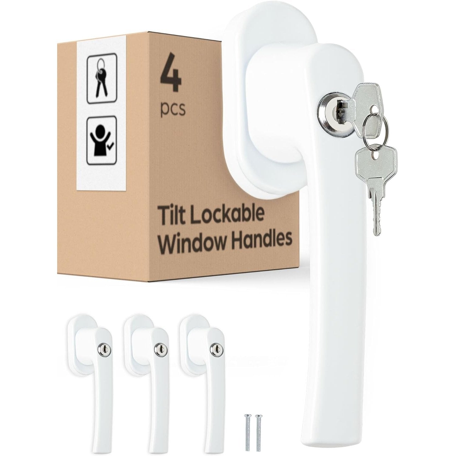 Nibo - Lockable White Child Safety Window Handles With Key