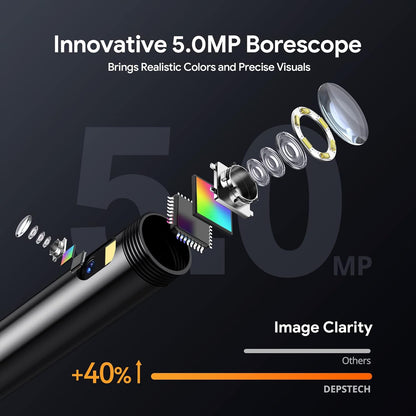 Depstech - 5.0Mp Endoscope Camera With 5" IPS Screen & Dual Lens