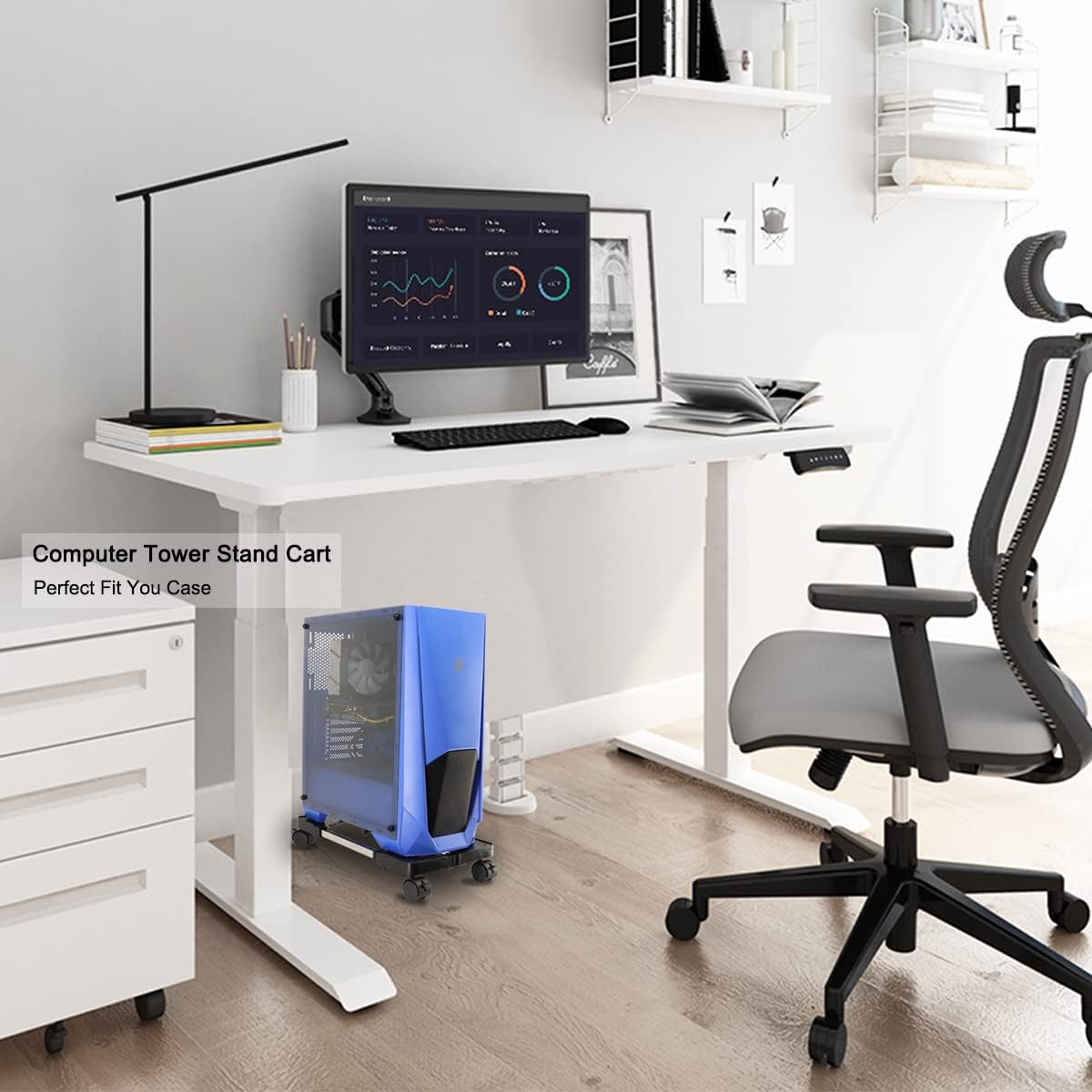 Yose - Adjustable Mobile Computer Tower Stand With Rolling Wheels