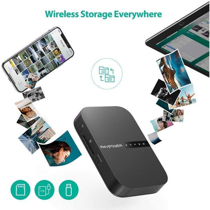 Ravpower - Filehub Wireless Travel Router AC750 with 6700mAh Battery