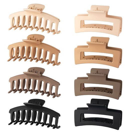 Pitiki - 8 Pack Large Hair Claw Clips for Women, Matte Banana Clips, Neutral Colors