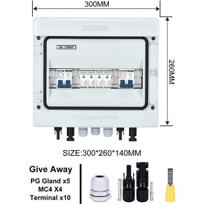 Dihool - Pv Solar Combiner Box 2 String 25A Junction Box Dc500V