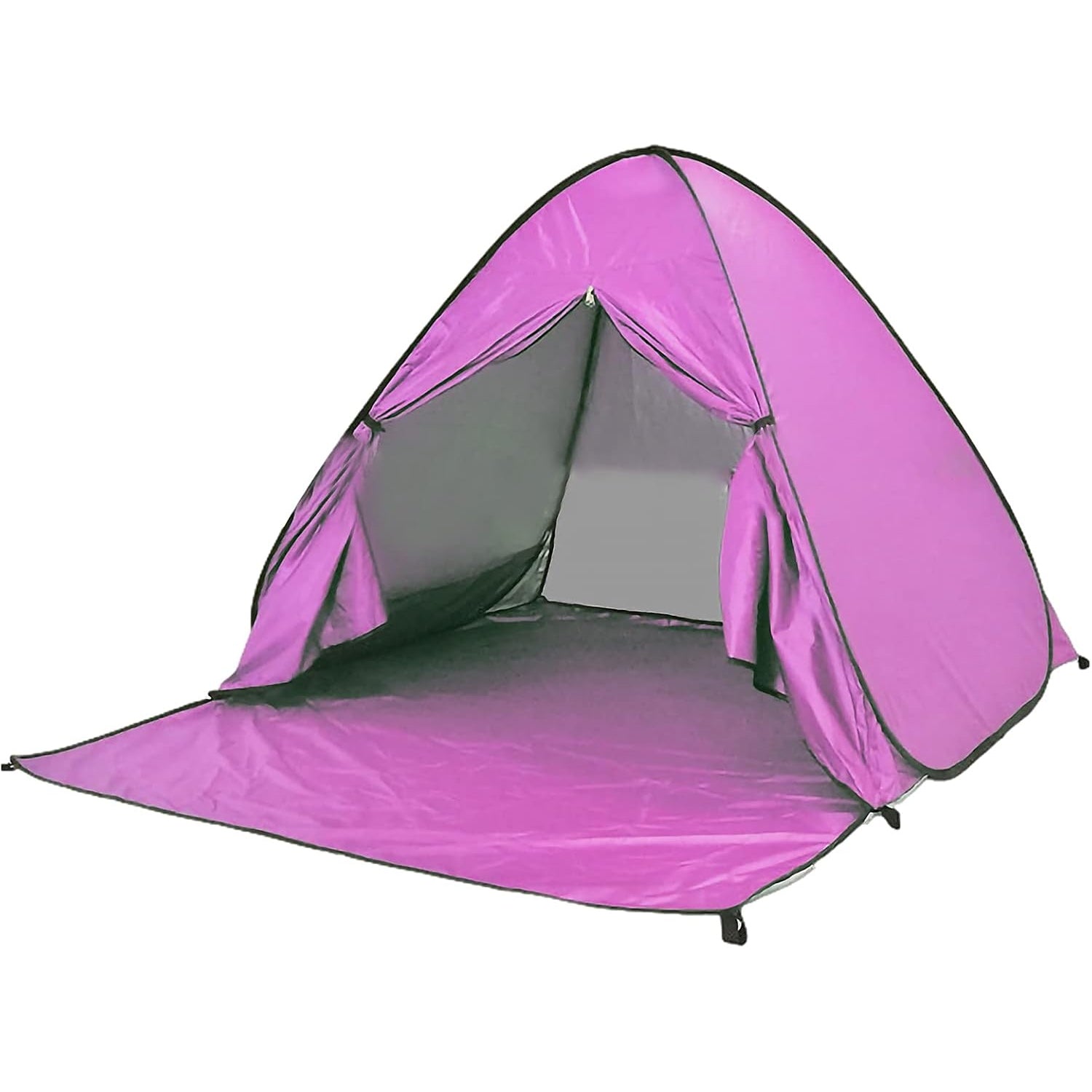 Jamron - UV-Protection Pop-Up Beach Tent With Zipper Door, Purple