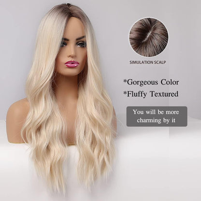 Esmee - 26" Blonde Ombre Synthetic Wig With Dark Roots