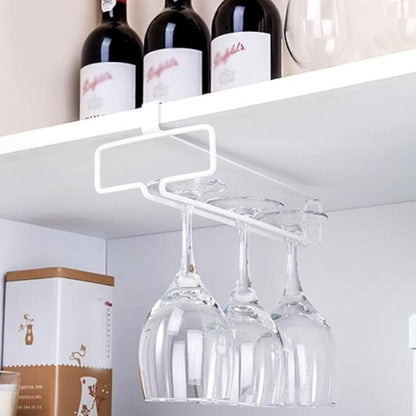 Bcdlily - Under Cabinet Wine Glass Rack, Metal Hanging Glasses Holder (Black)