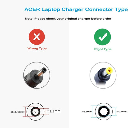 Fske - 45W 19V 2.37A Laptop Charger For Acer Aspire & Chromebook