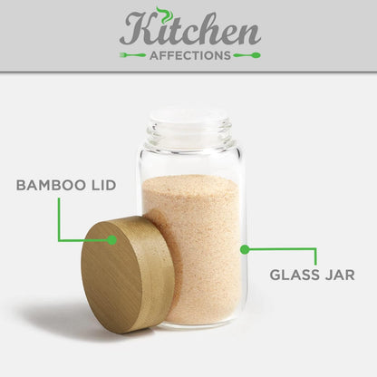 Affectionate Living - Rotating Bamboo Spice Rack With 16 Glass Jars