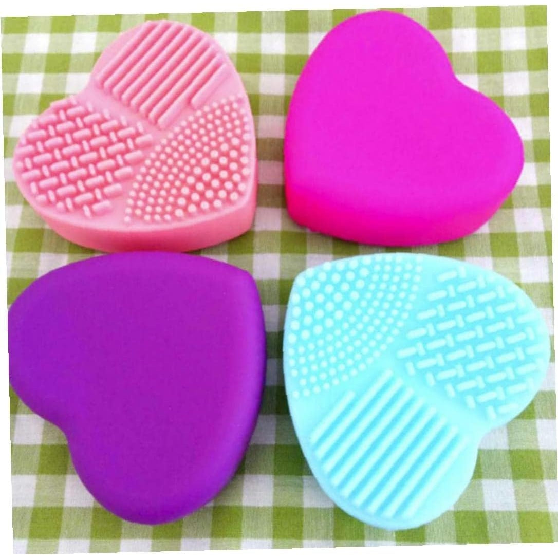 Simamile - Heart-Shaped Silicone Makeup Brush Cleaner (Pink)