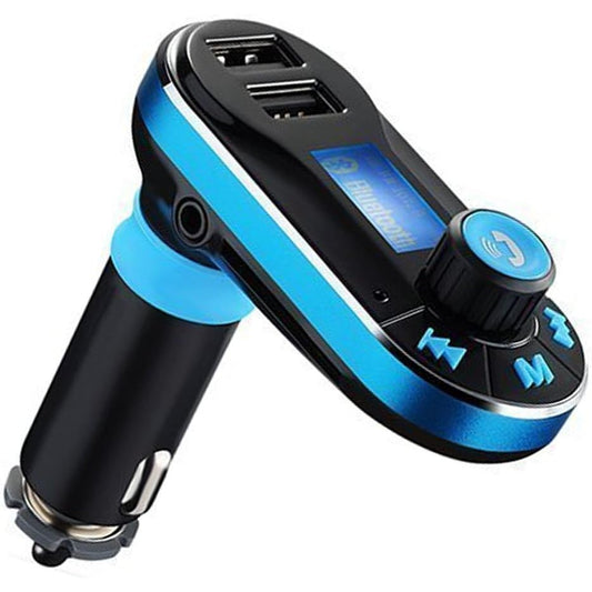 Ptcm - Bt66 Bluetooth Car Kit Handsfree Mp3 Player Fm Transmitter 2 Usb Charger (Blue)