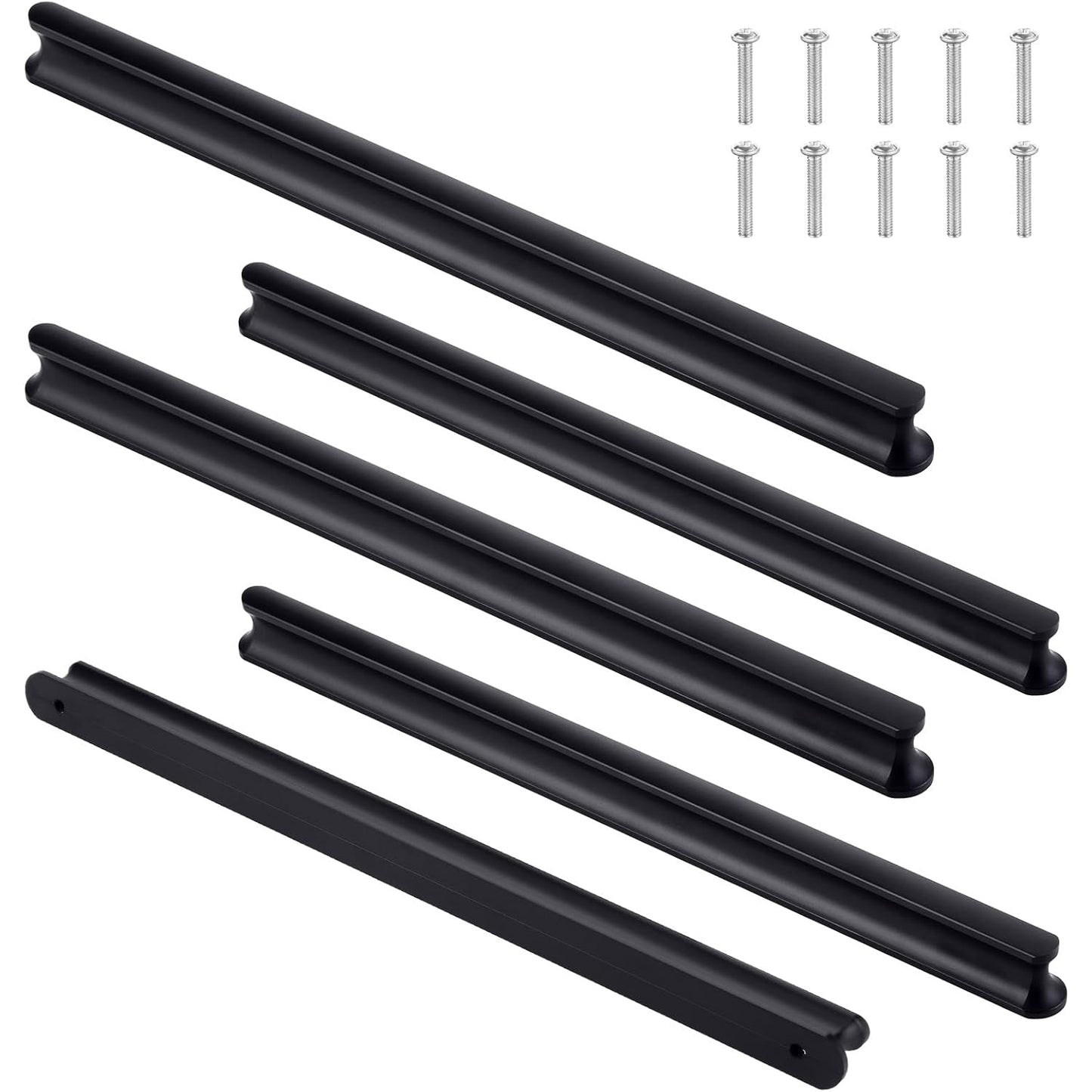 Mynoozi - 5-Piece Black Cabinet Handles for Kitchen Cabinets