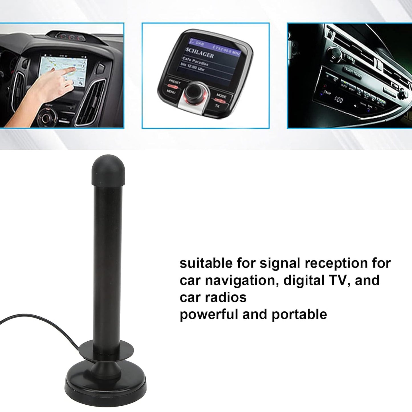 Wedinard - Portable Car HD TV Antenna, Strong Reception, Rainproof, Easy Install