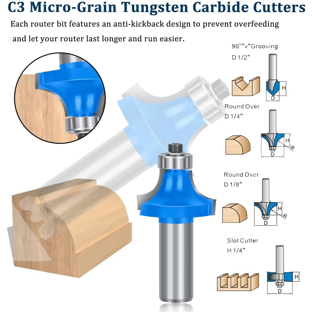 Mayline-Tech - 26 Pcs Tungsten Carbide Router Bit Set