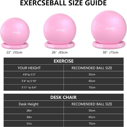 Hbselect - Exercise Ball Chair with Anti-Slip Base & Resistance Bands