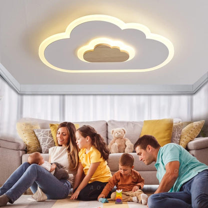 Aoeh - LED Ceiling Light for Children's Room, Wood, Dimmable, Remote Control, 50 cm