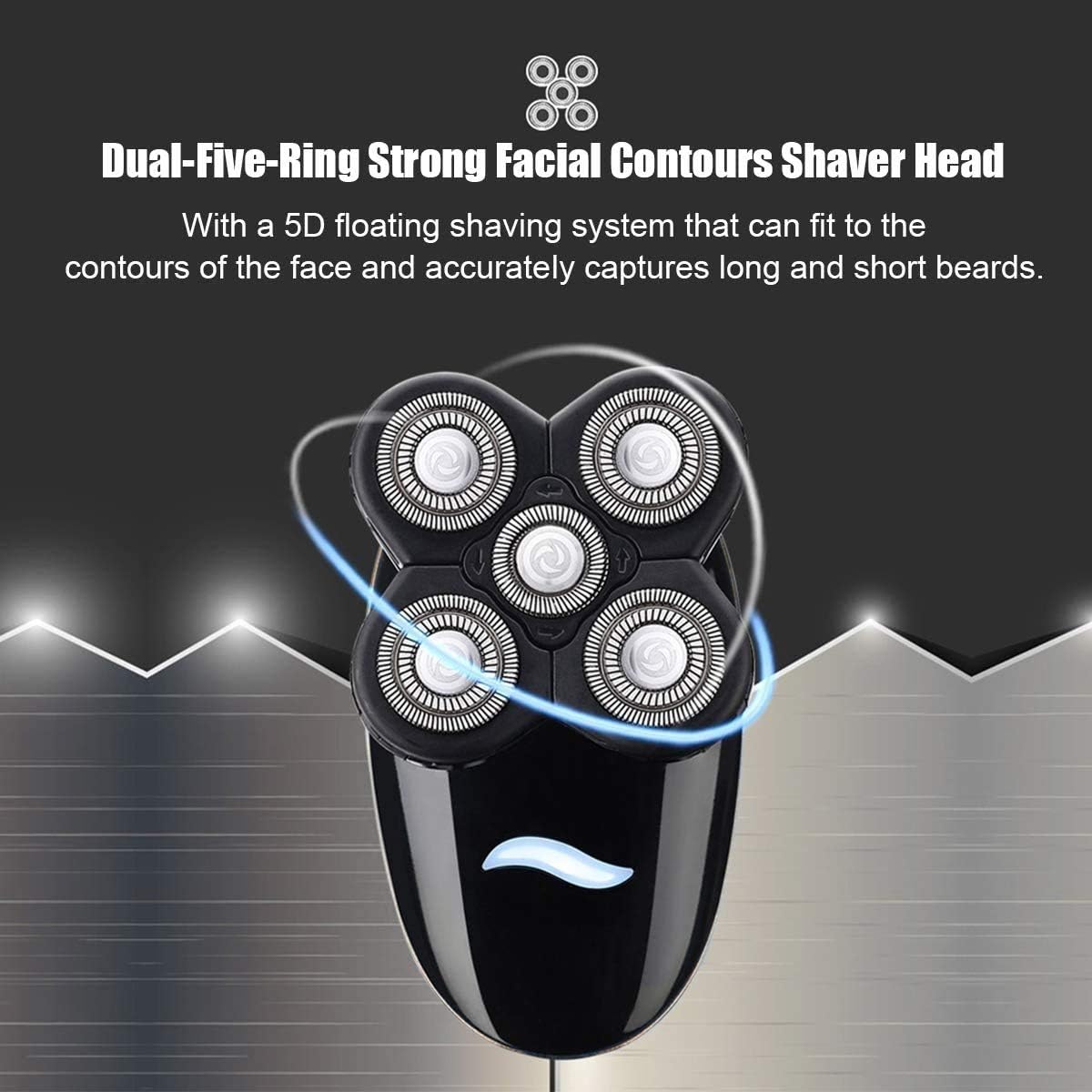 Clever Bright - 5 In 1 Rechargeable USB Waterproof 5D Rotary Shaver Grooming Kit