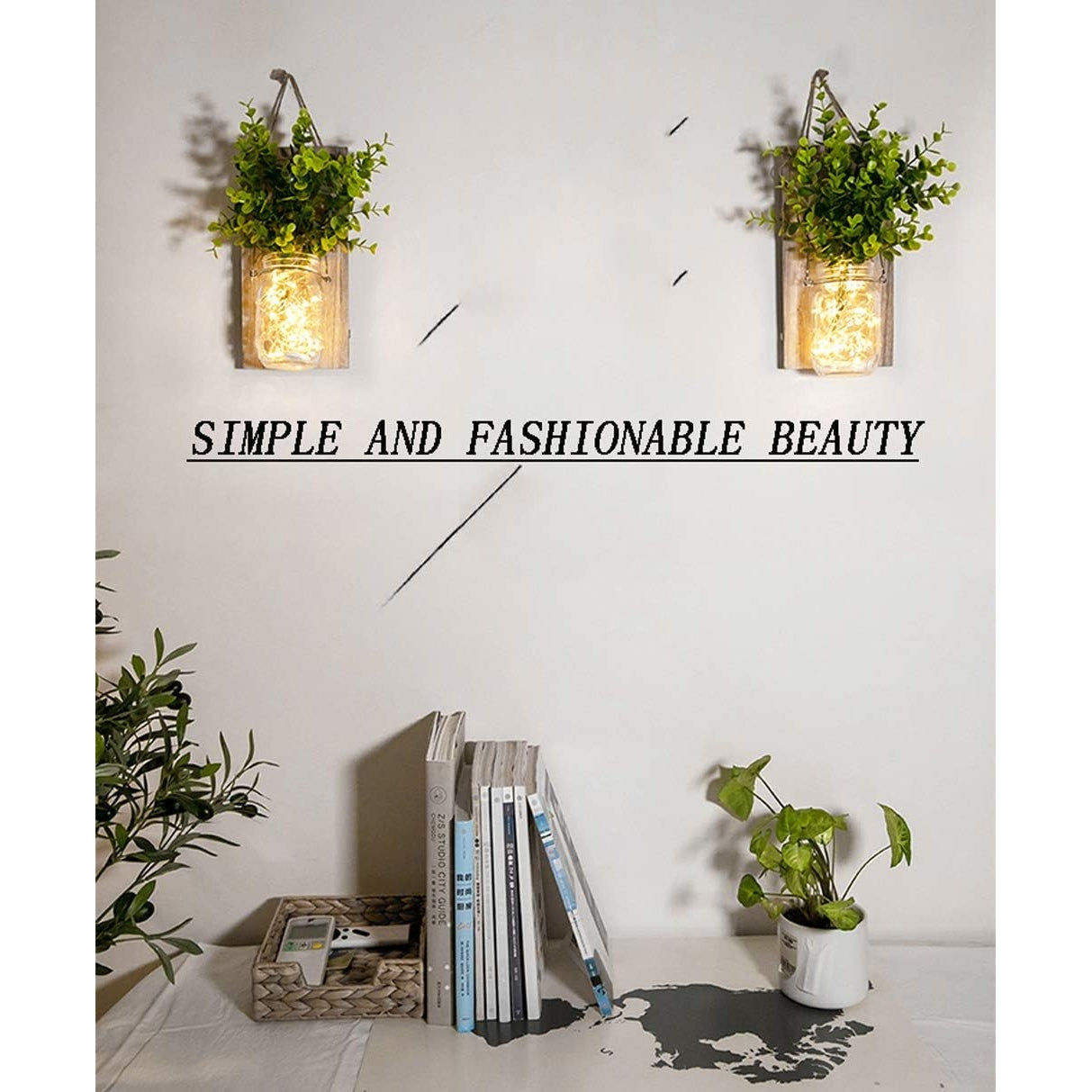 Ding Sheng Bo Co., Ltd. - Mason Jar Lights With Remote, Rustic Wall Decor (2Pcs, Warm Light)