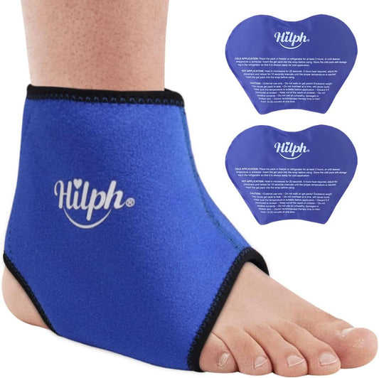 Hilph - Extra Large Ankle Ice Pack Wrap With 2 Hot Cold Packs For Injuries