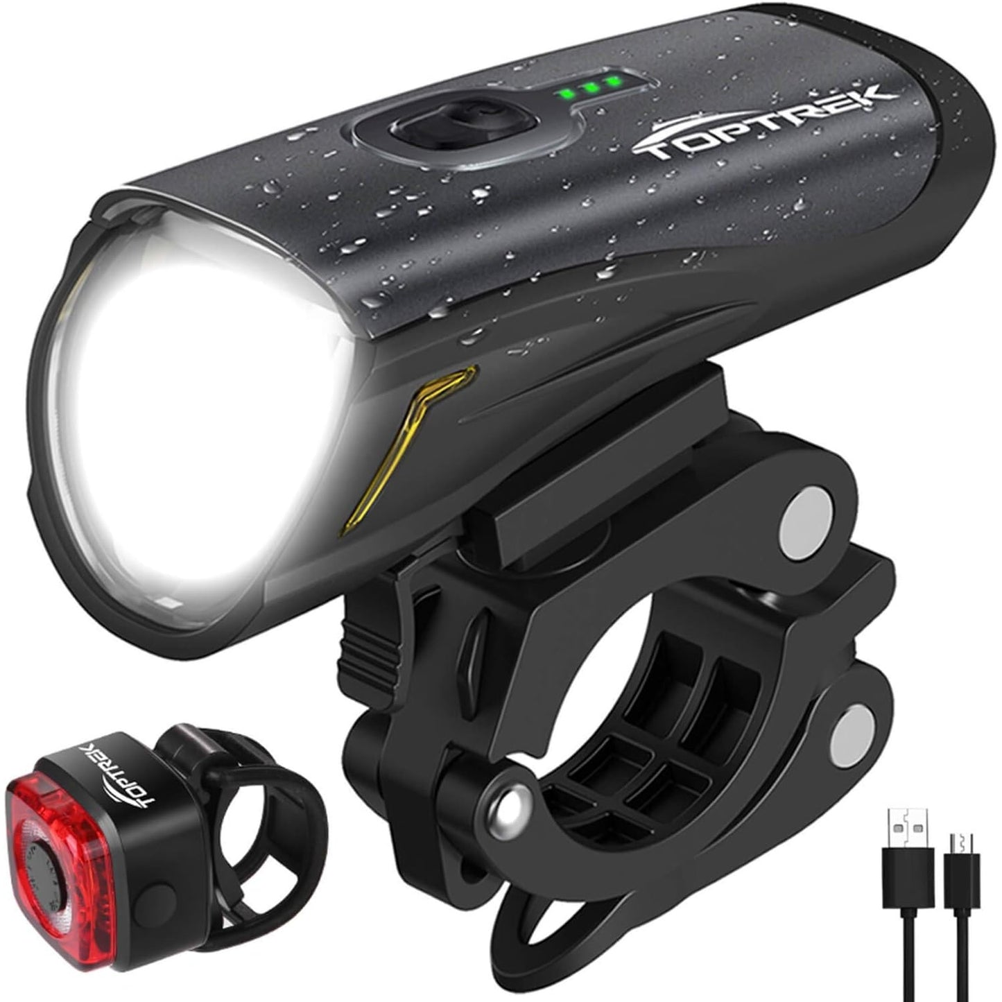 Sate-Lite(Foshan)Plastics Co.,Ltd. - Toptrek USB Rechargeable LED Bicycle Light Set, IPX4 Waterproof