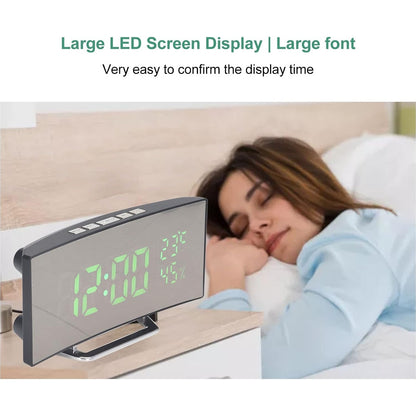 Cyrank - Digital Mirror Alarm Clock With Large LED Display (Green Light)