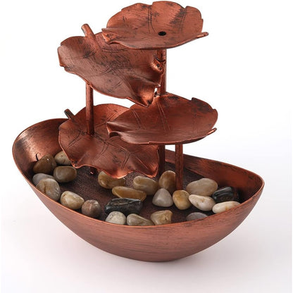 Chunbangdm - Bronze Lotus Leaf Tabletop Fountain With LED Light