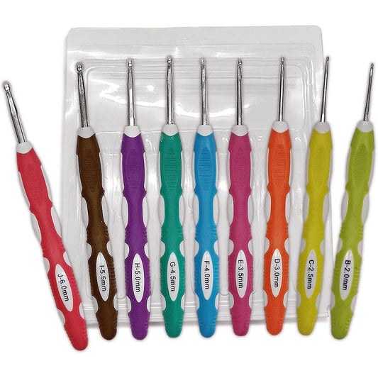 Betyhom - 9-Piece Ergonomic Crochet Hook Set With Extra Long Handle