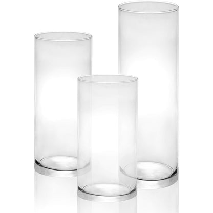 Xbite - Glass Candle Cylinders Set Of 3 | Assorted Holders For Pillar Candles