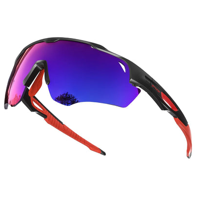 Waterproof and breathable glasses with adjustable nose pads for comfort, featuring small holes on the temples to reduce wind resistance while cycling.