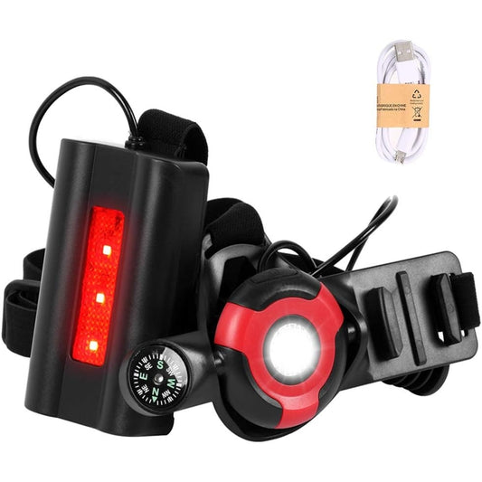 Lixada - Running Chest Light IPX5 Waterproof USB Rechargeable With Compass