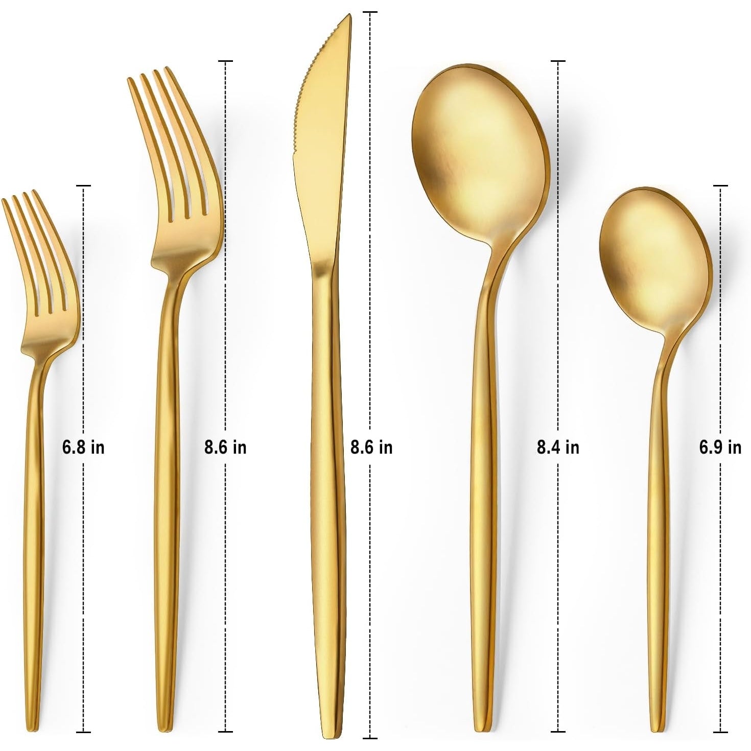 Ewfen - 60-Piece Gold Silverware Set For 12, Stainless Steel Flatware