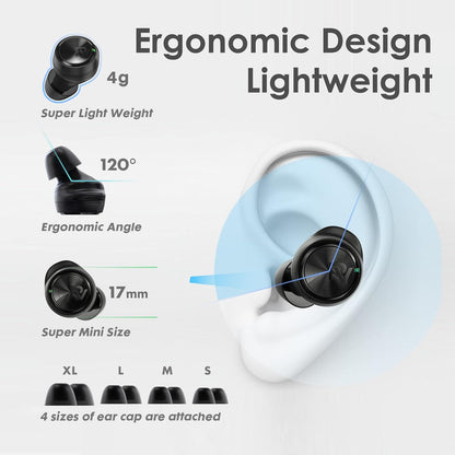 Palovue - Wireless Earbuds With Bluetooth 5.3, Built-In Mic, Deep Bass, Compact Case