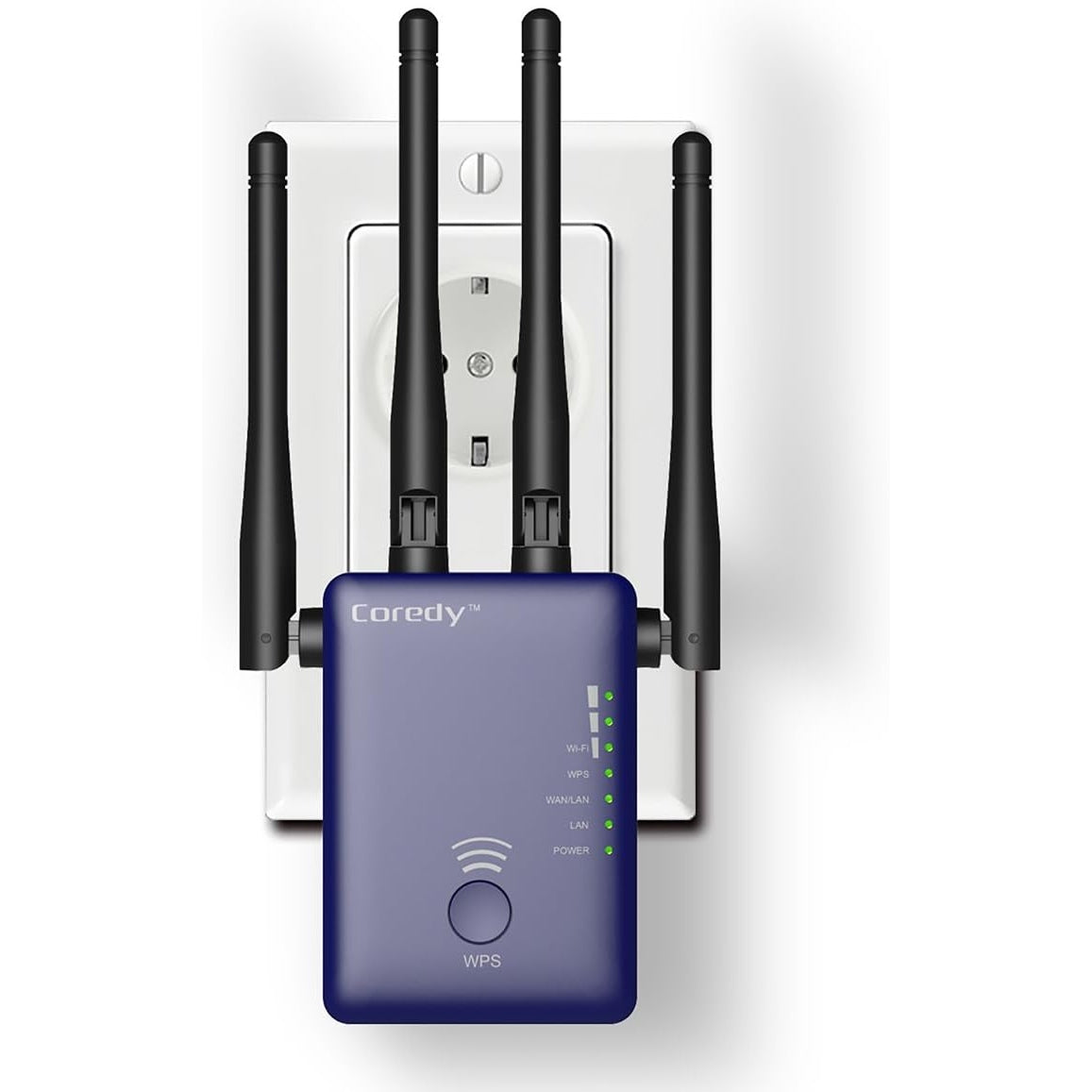 Coredy - Ac1200 Dual Band Wi-Fi Repeater With 2 Lan Ports & 4 External Antennas