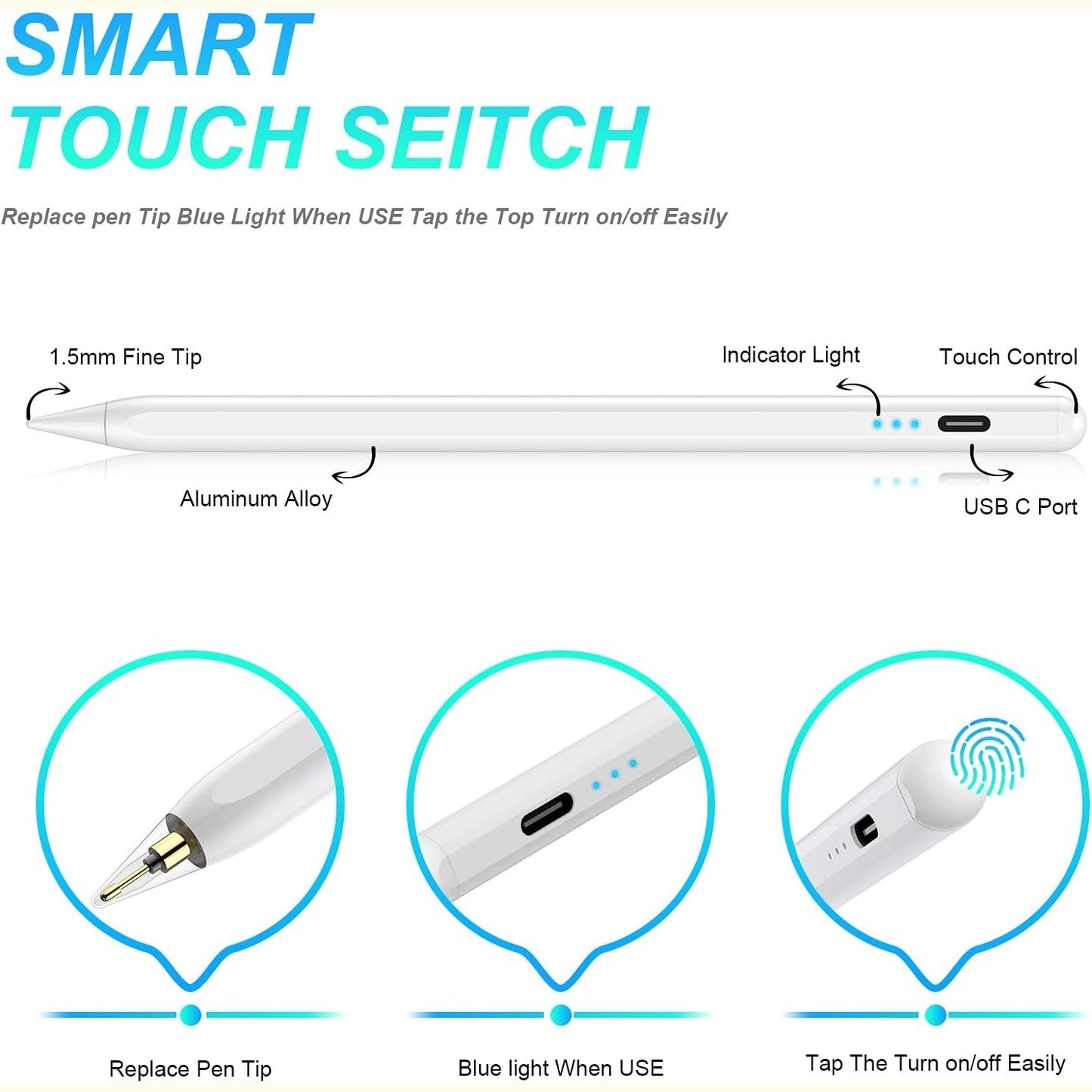 Runkol - Stylus Pen For iPad With Tilt Sensitive & Magnetic Design