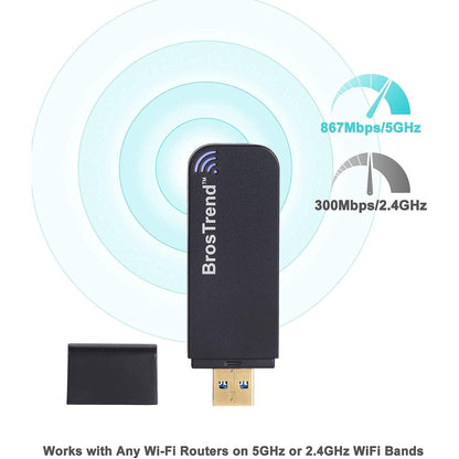 Brostrend - 1200Mbps Linux Wifi Adapter & AC1200 Wifi Extender Bundle