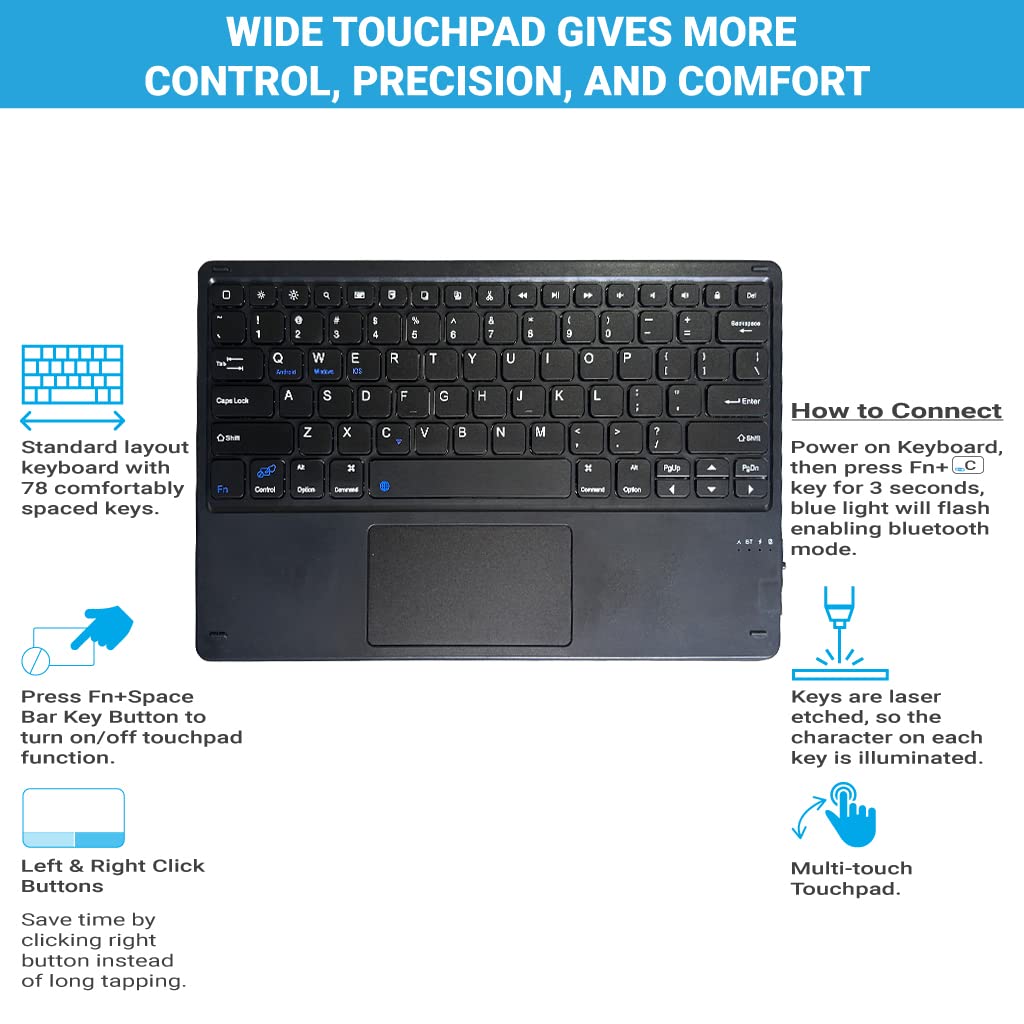 Concept Kart - Wireless Keyboard With Touchpad For iPad, Surface, iOS, Android, Windows