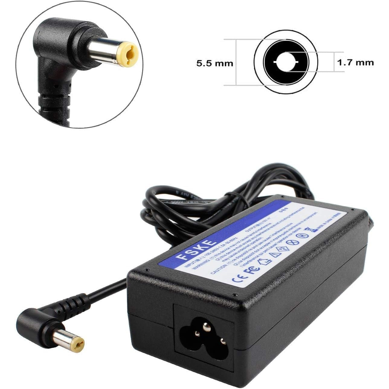 Fske - 45W 19V 2.37A Laptop Charger For Acer Aspire & Chromebook