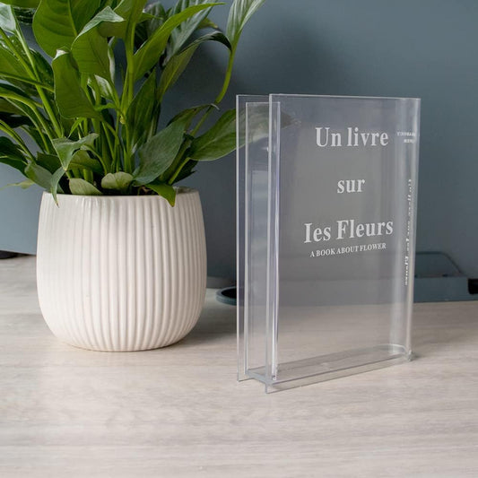 Clear Book - Artistic Acrylic Flower Vase For Home & Office Decor