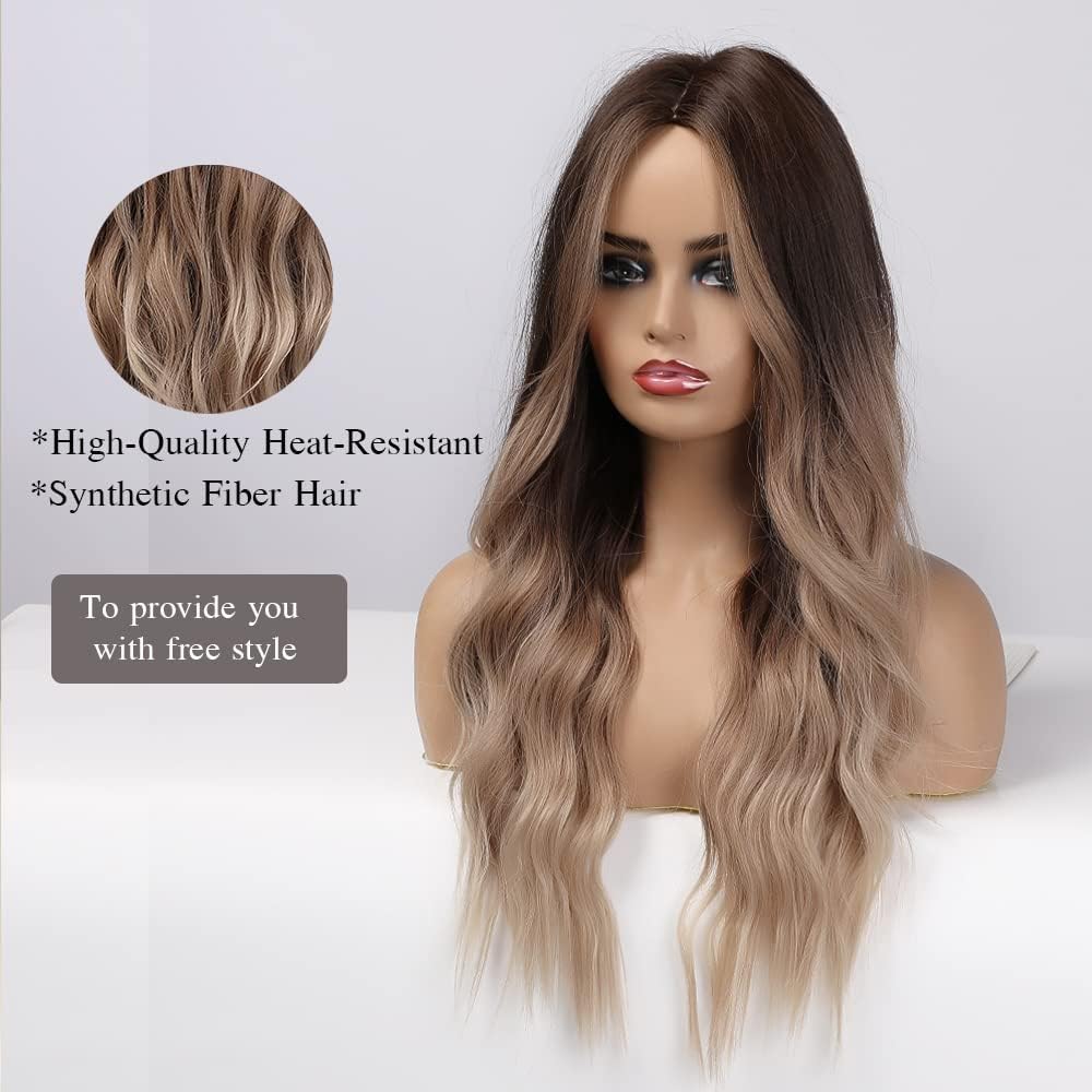 Esmee - 24" Dark Brown To Light Brown Long Wavy Heat-Resistant Synthetic Wig