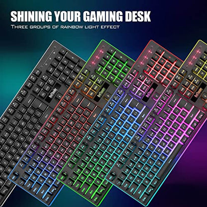 RedThunder - K10 Wireless Gaming Keyboard & Mouse Combo, LED Backlit, UK Layout