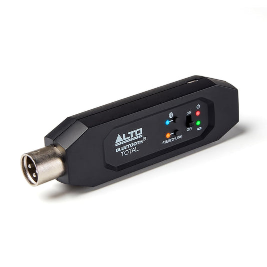 Bluetooth receiver for live sound applications, featuring XLR connectivity, 100 ft range, and over 6 hours of battery life.