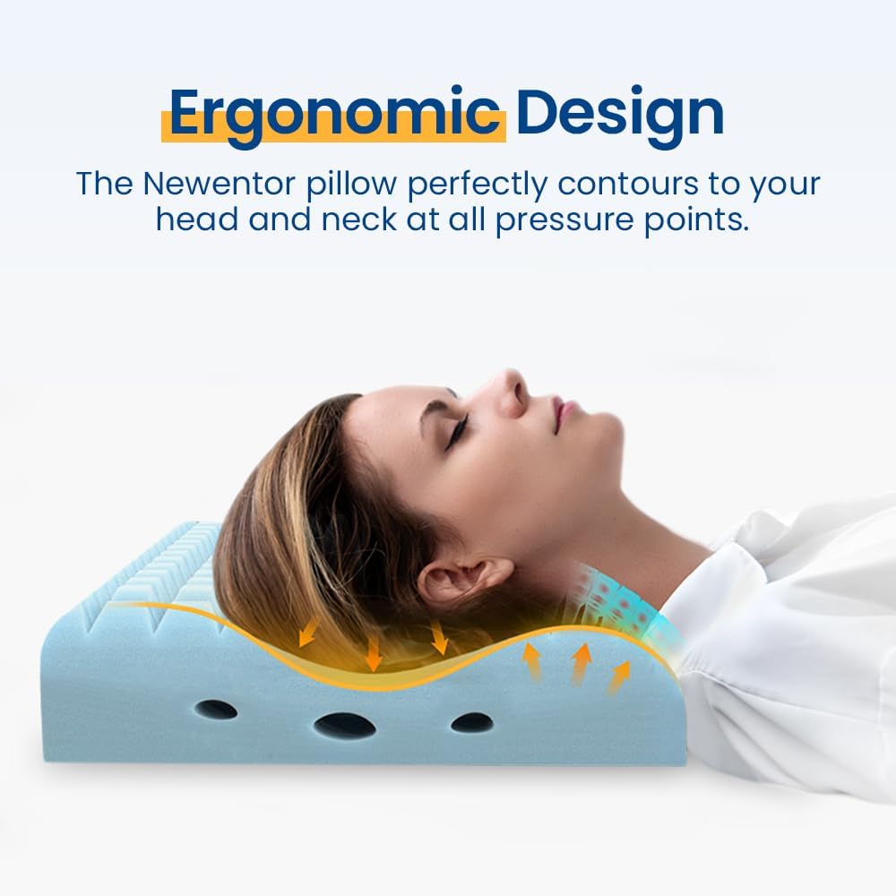 Newentor - Height-Adjustable Memory Foam Pillow, Queen Size, Certipur-Us Certified